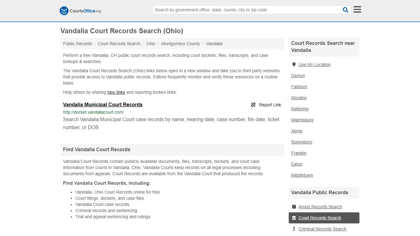 Court Records Search - Vandalia, OH (Adoptions, Criminal, Child Support ...